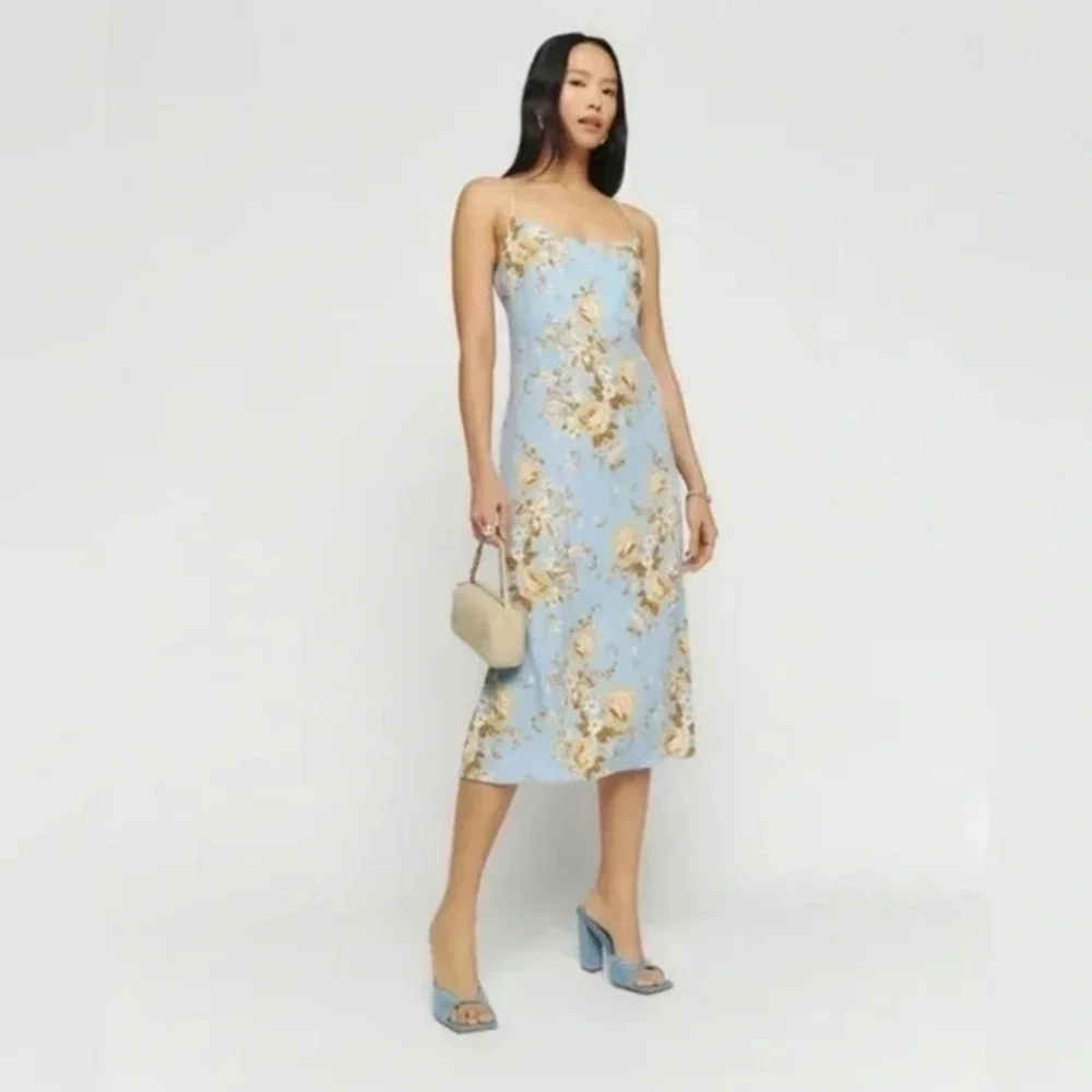Reformation Dove Midi Floral Dress Size 10 B1225